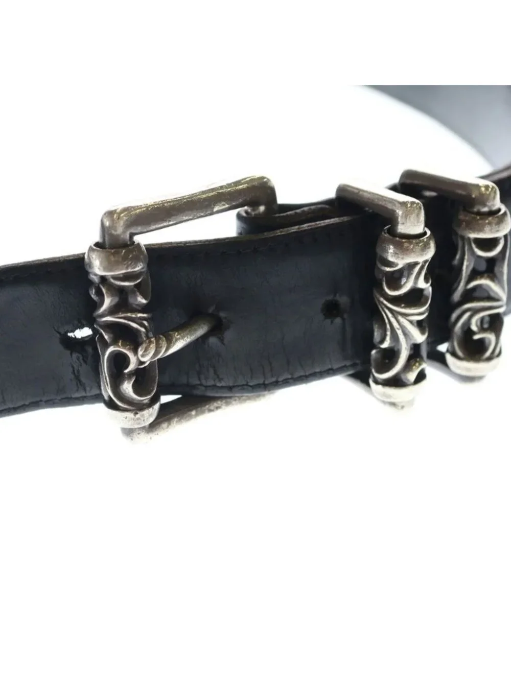 Chrome Hearts Blt Roller Buckle Leather Belt Silver